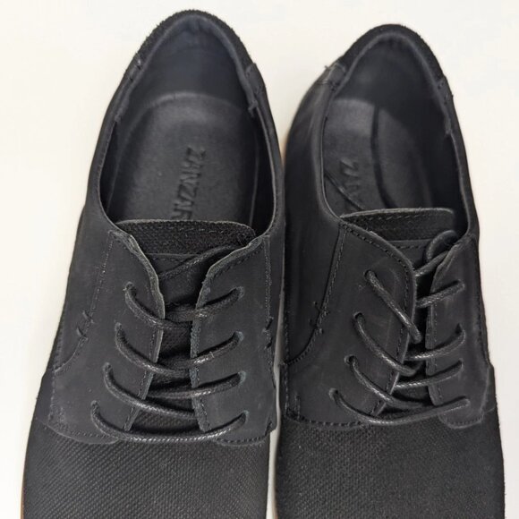 NEW! Mens Sz 12 ZANZARA Black Leather Canvas Lace Up BLAZE Oxfords Shoes - Picture 2 of 9